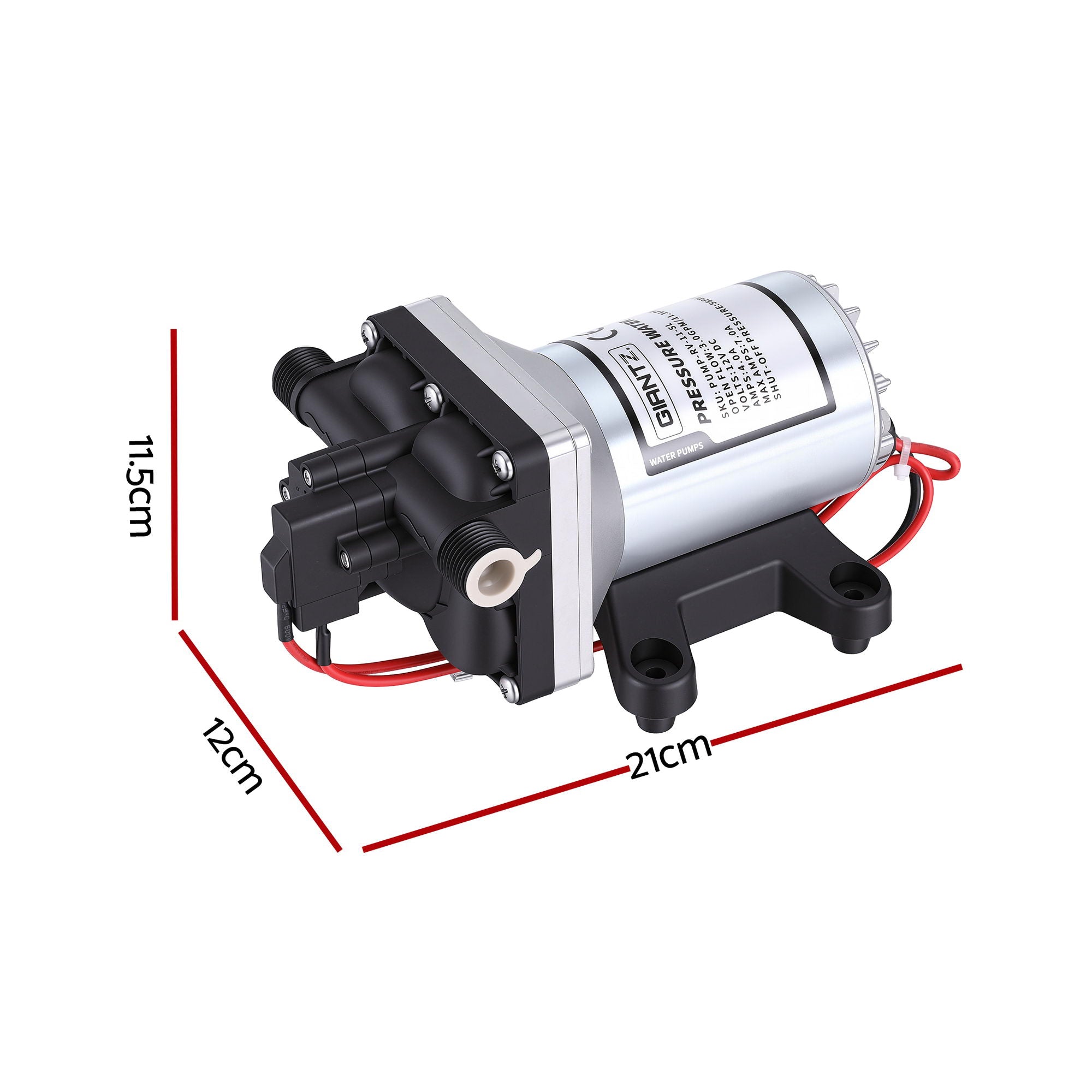 Giantz 12V DC Water Pump, 11.3LPM 55PSI 3 GPM Self-Priming RV Water Pressure Pump with Automatic Pressure Switch, for RV Marine Camping Yacht Garden F