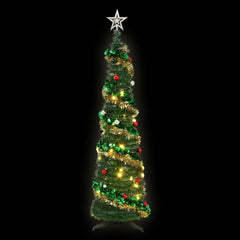Jingle Jollys Pop Up Christmas Tree Pre Decorated Warm White LED 160cm