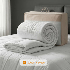 Giselle Bedding Wool Quilt 500GSM Thick Super King Winter Doona Baffle Box Construction 100% Wool Filling