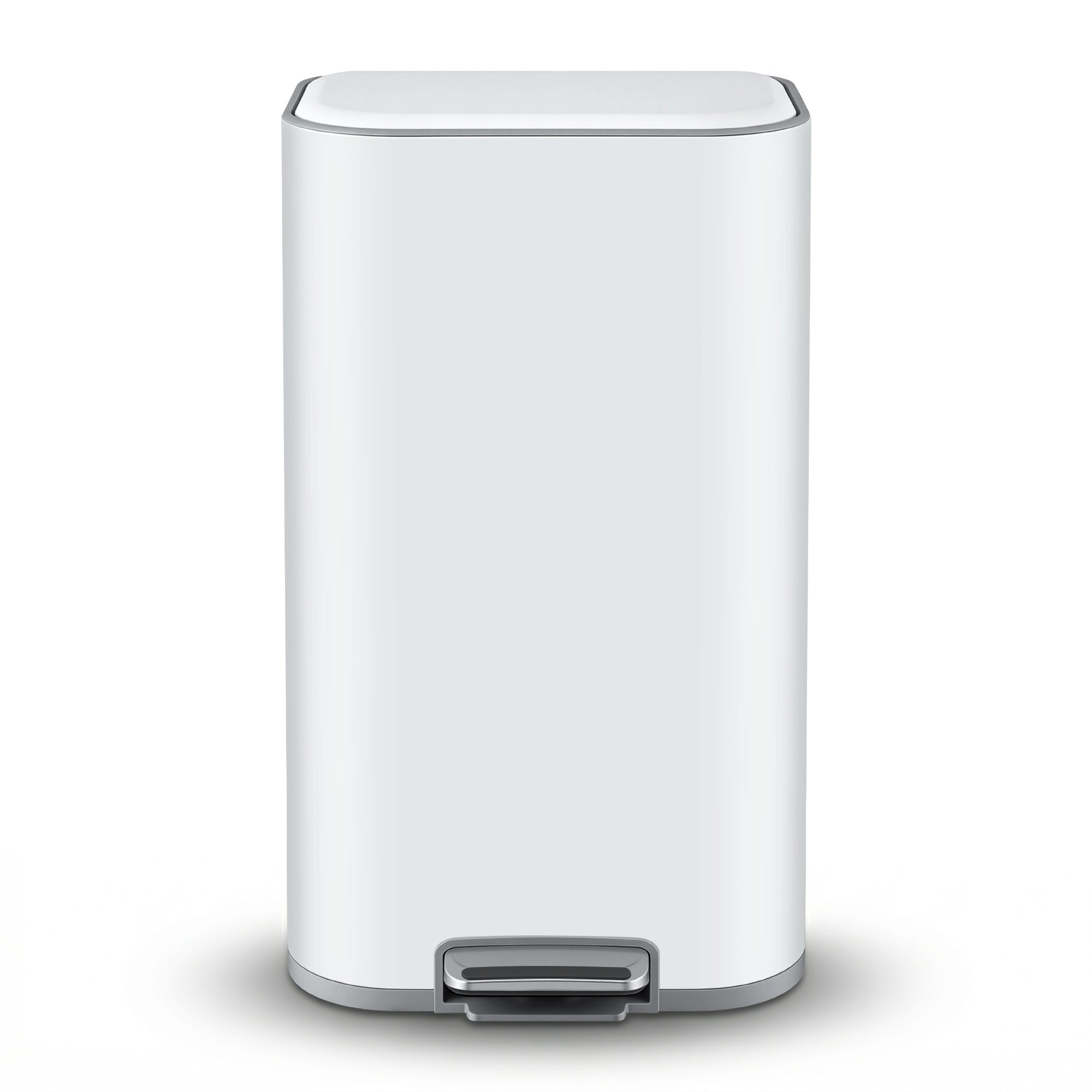 Cefito Kitchen Trash Can 40L Pedal Bins Rubbish Bin Steel with Soft Close Lid, Removable Inner Bucket, Rectangular Garbage Can Recycling Bin, White