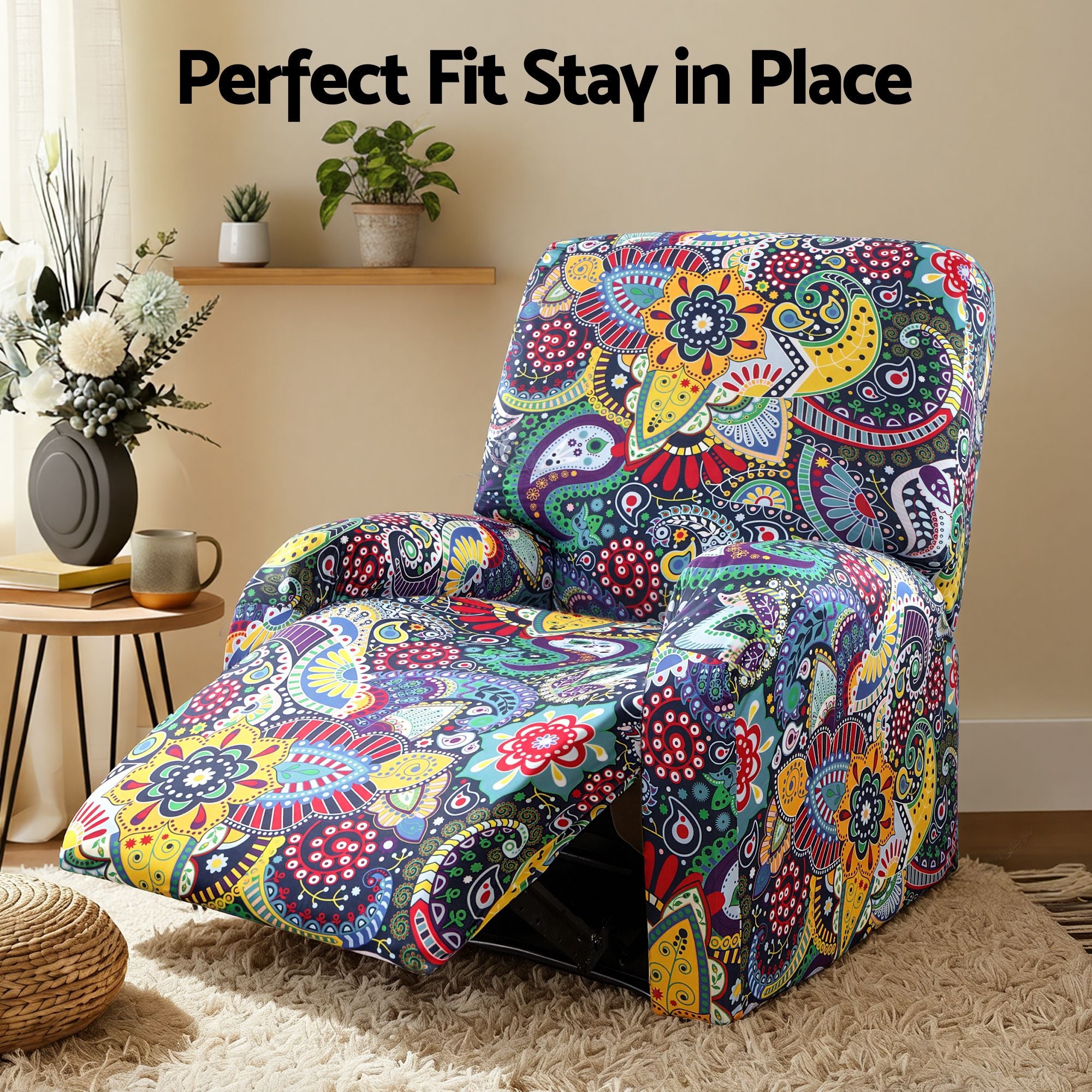 Artiss Stretch Kids Recliner Cover 4-Pieces Recliner Chair Slipcovers Printed