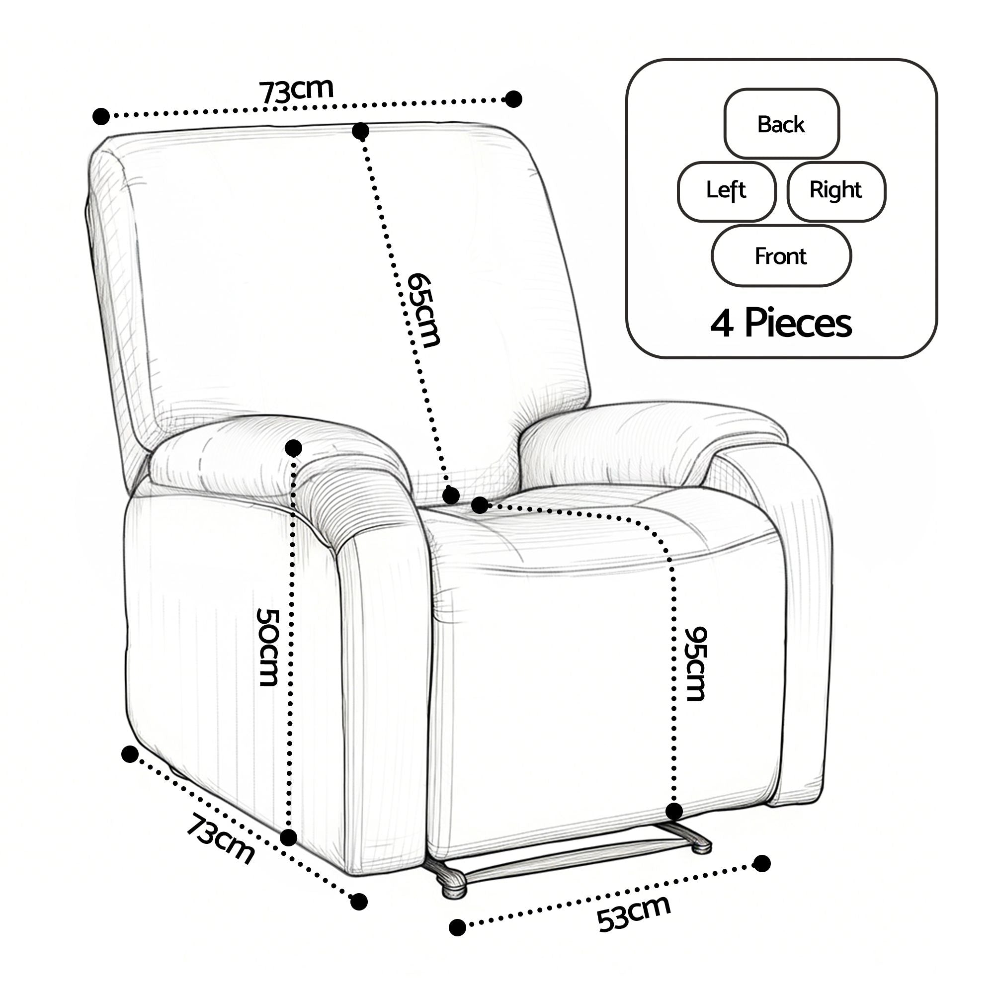 Artiss Stretch Kids Recliner Cover 4-Pieces Recliner Chair Slipcovers Printed