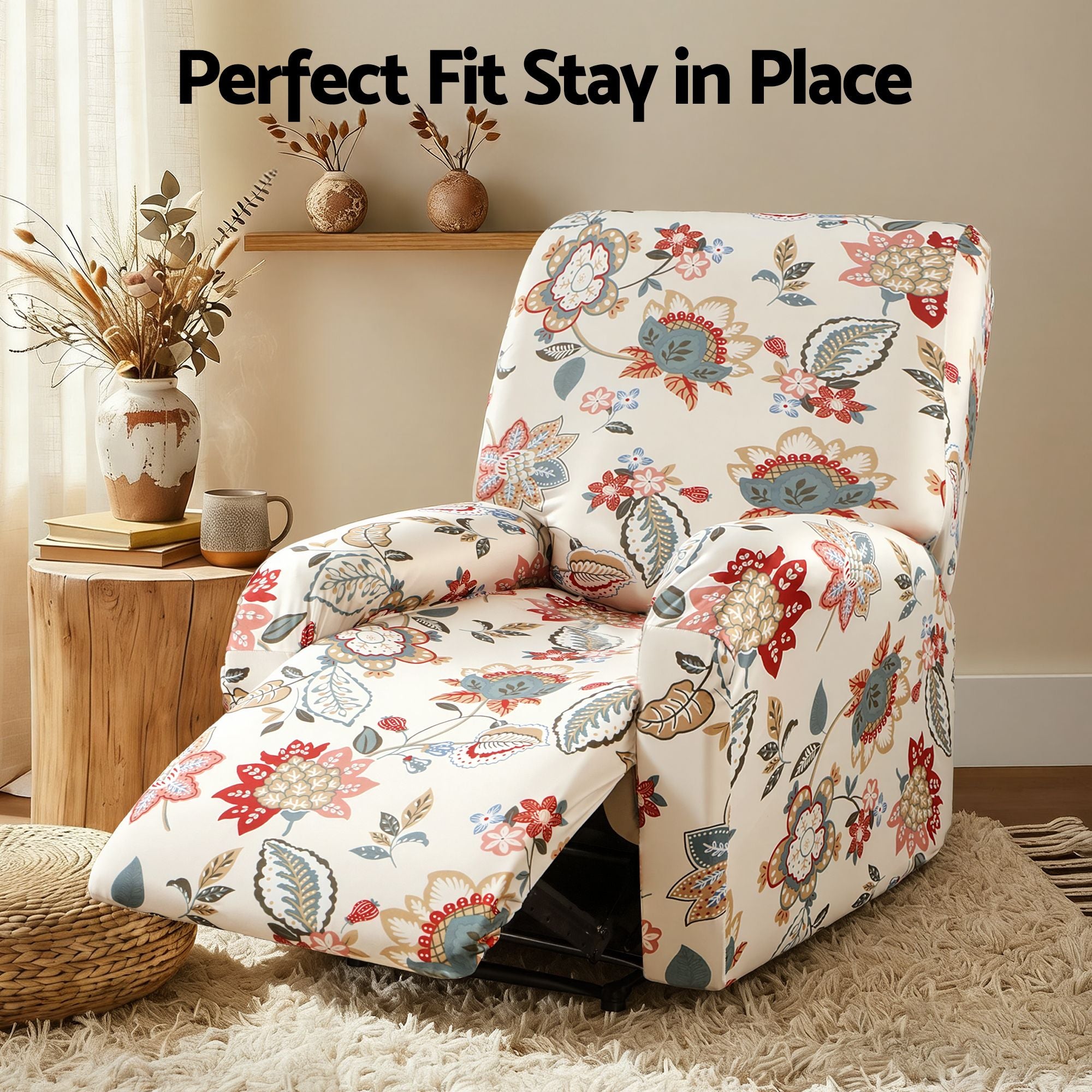 Artiss Stretch Kids Recliner Cover 4-Pieces Recliner Chair Slipcovers Printed
