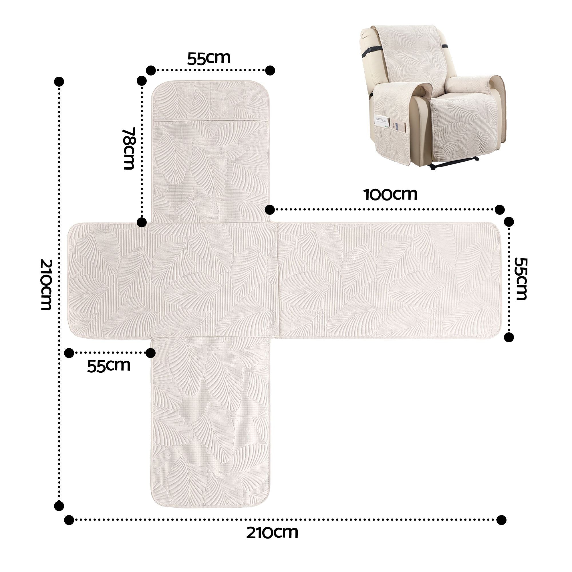 Artiss Quilted Recliner Chair Covers Water Repellent Recliner Slipcovers
