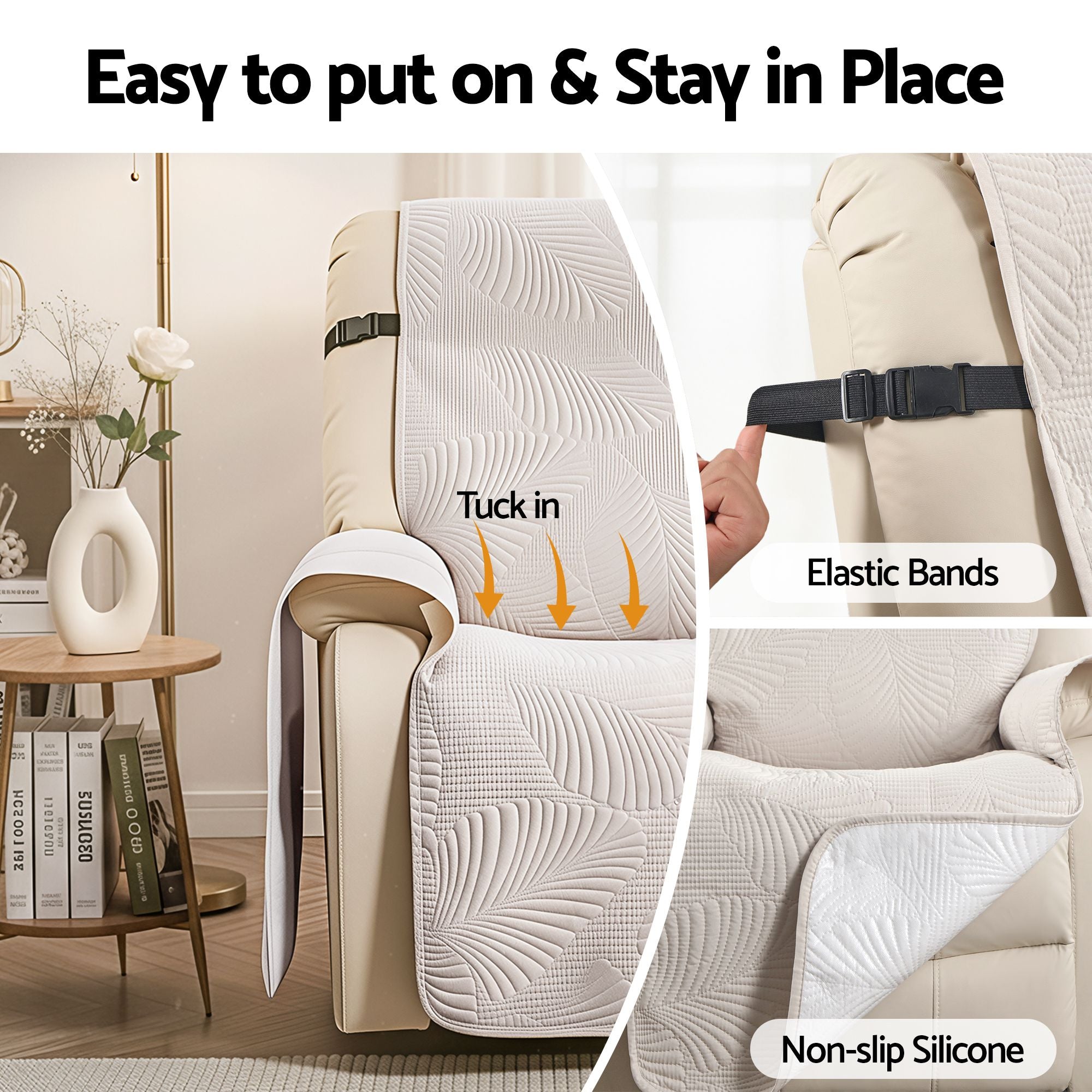 Artiss Quilted Recliner Chair Covers Water Repellent Recliner Slipcovers