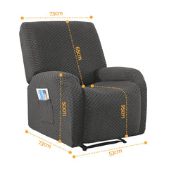 Artiss Recliner Chair Covers with Storage Side Pockets Grey Fabric