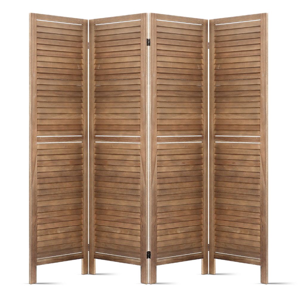 Artiss 4 Panel Room Divider Screen 160x170cm Louver Oak