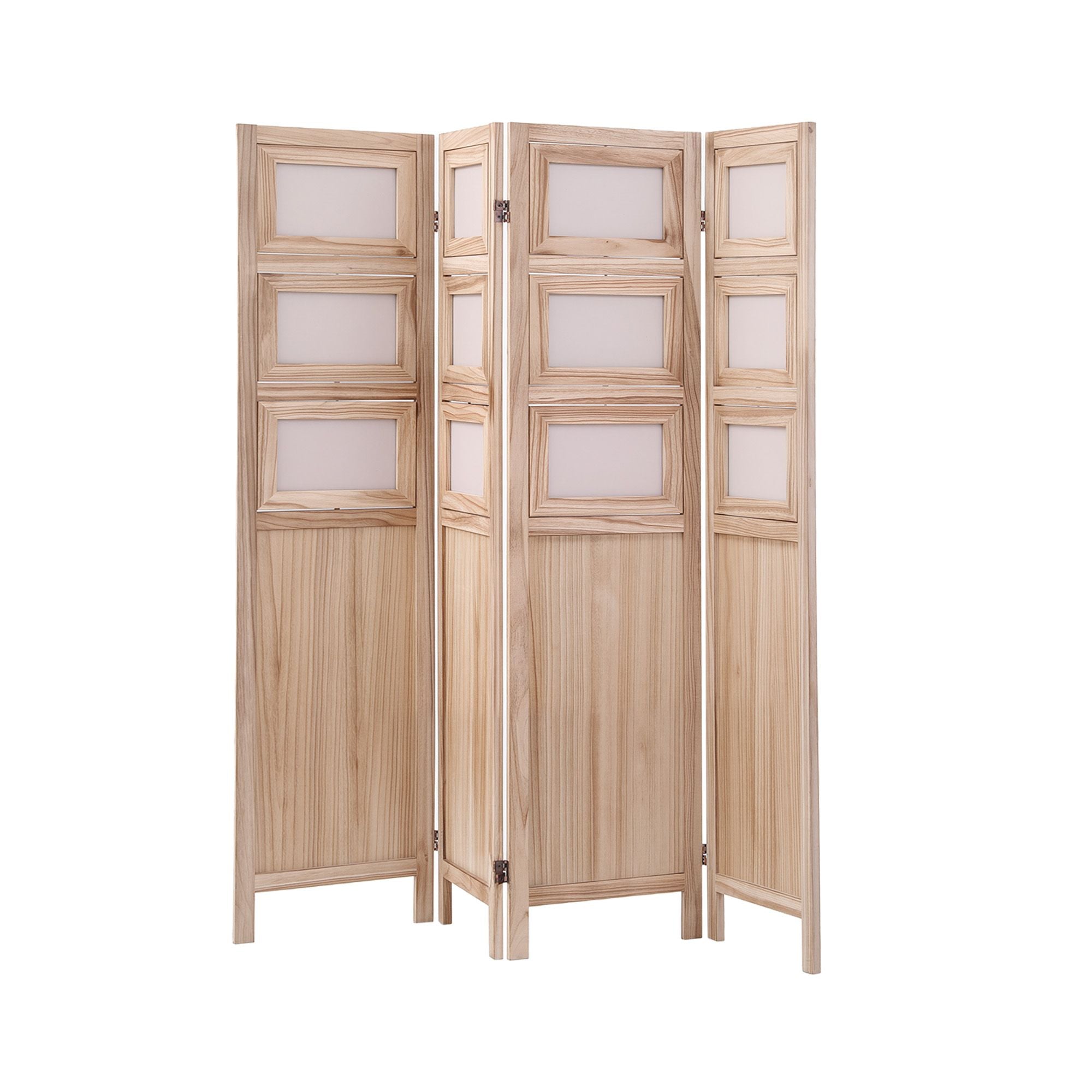 Artiss Room Divider 4 Panel Folding Privacy Screen Partition Rotatable Photo Frame Picture Collage Display Solid Wood Natural