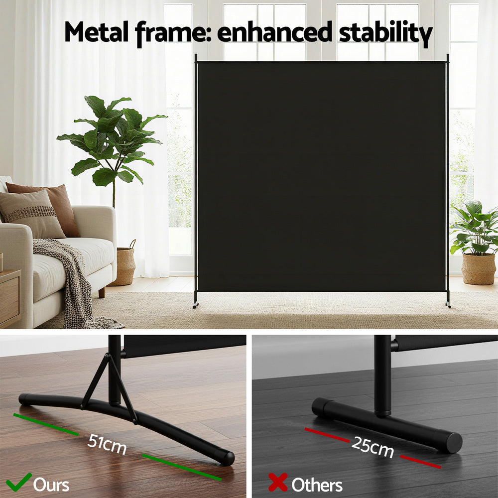 Artiss Room Divider Screen 175x180cm Fabric Black Free Delivery