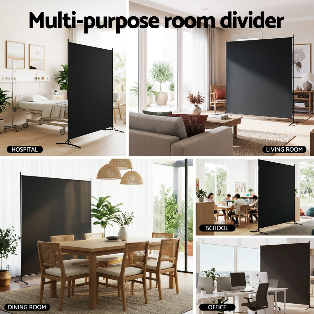 Artiss Room Divider Screen 175x180cm Fabric Black Free Delivery