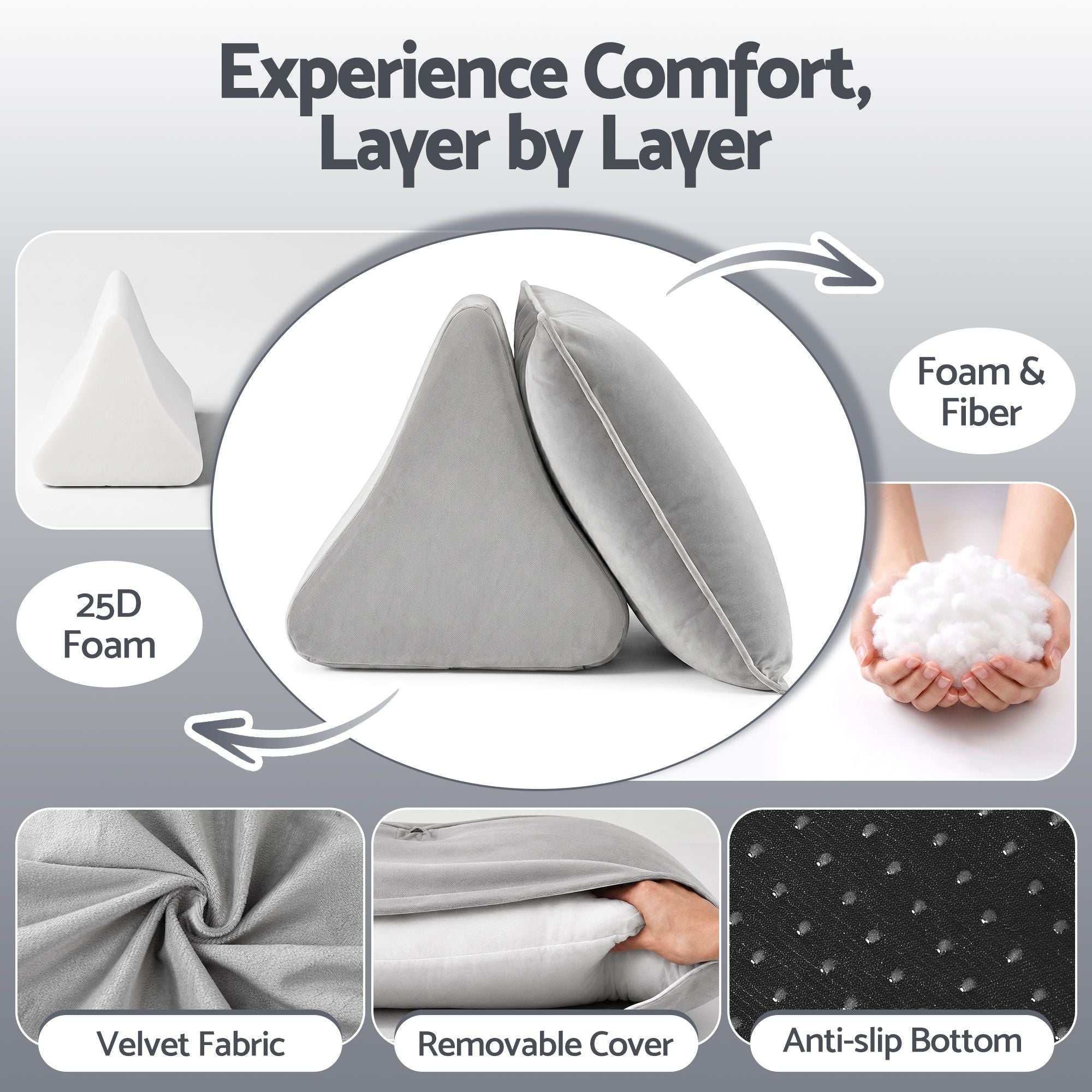 Giselle Bedding Back Pillow for Sitting in Bed, No-Collapse 25D High-Density