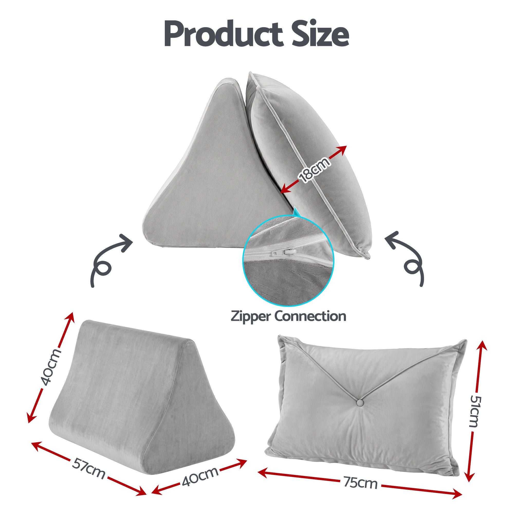 Giselle Bedding Back Pillow for Sitting in Bed, No-Collapse 25D High-Density
