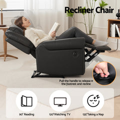 Artiss Leather Manual Recliner Chair with USB Charge Port, Overstuffed Armchair