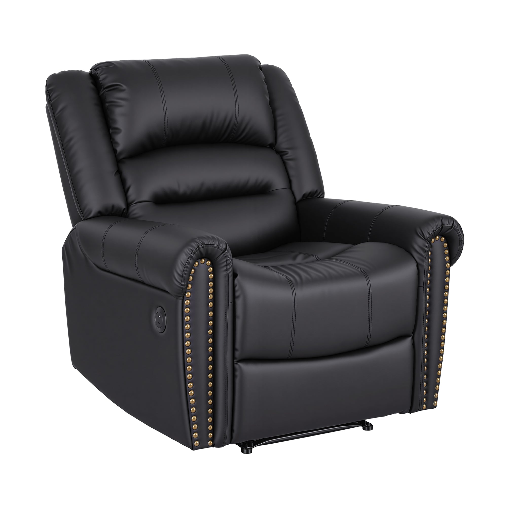 Artiss Leather Manual Recliner Chair with USB Charge Port, Overstuffed Armchair