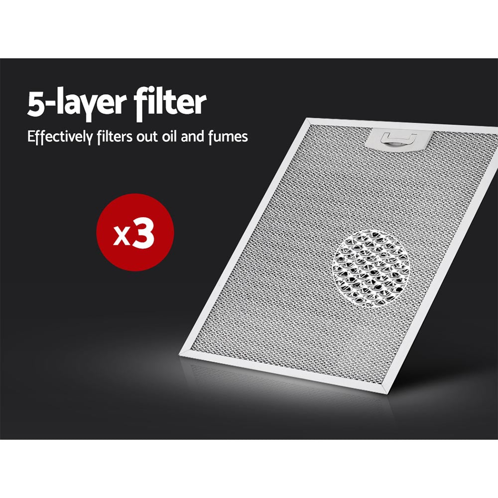 Devanti 900mm Range Hood 90cm Rangehood Kitchen Canopy LED Light Stainless Steel