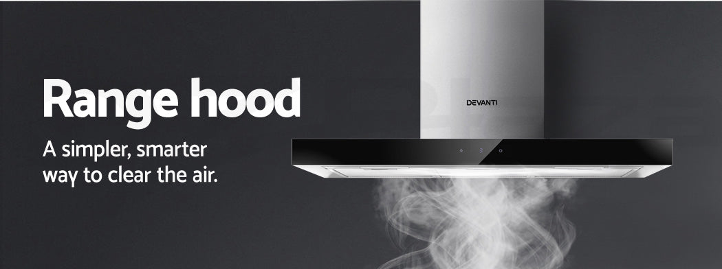 Devanti 900mm Range Hood 90cm Rangehood Glass Stainless Steel