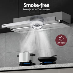 Devanti 900mm Range Hood 90cm Slide out Rangehood Stainless Steel