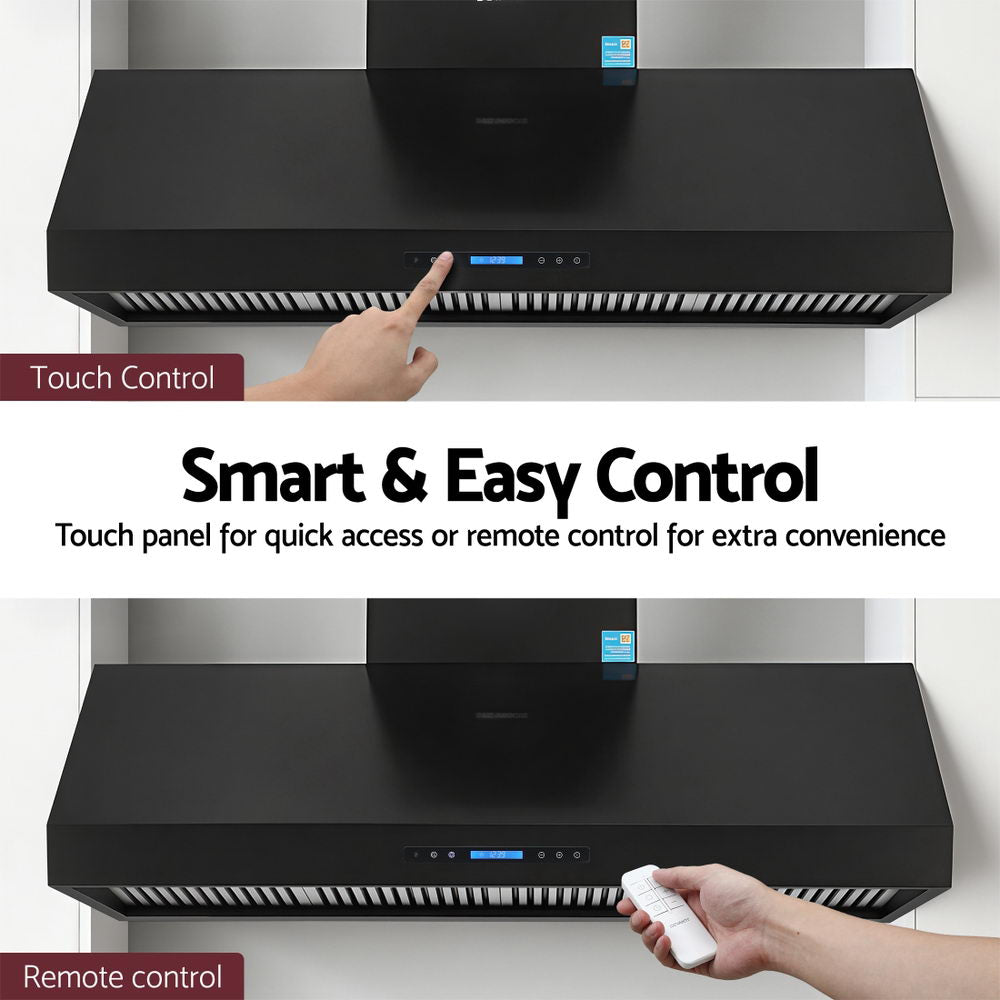 Devanti 1500mm Commercial BBQ Range Hood Dual Motor W/Remote Control Black