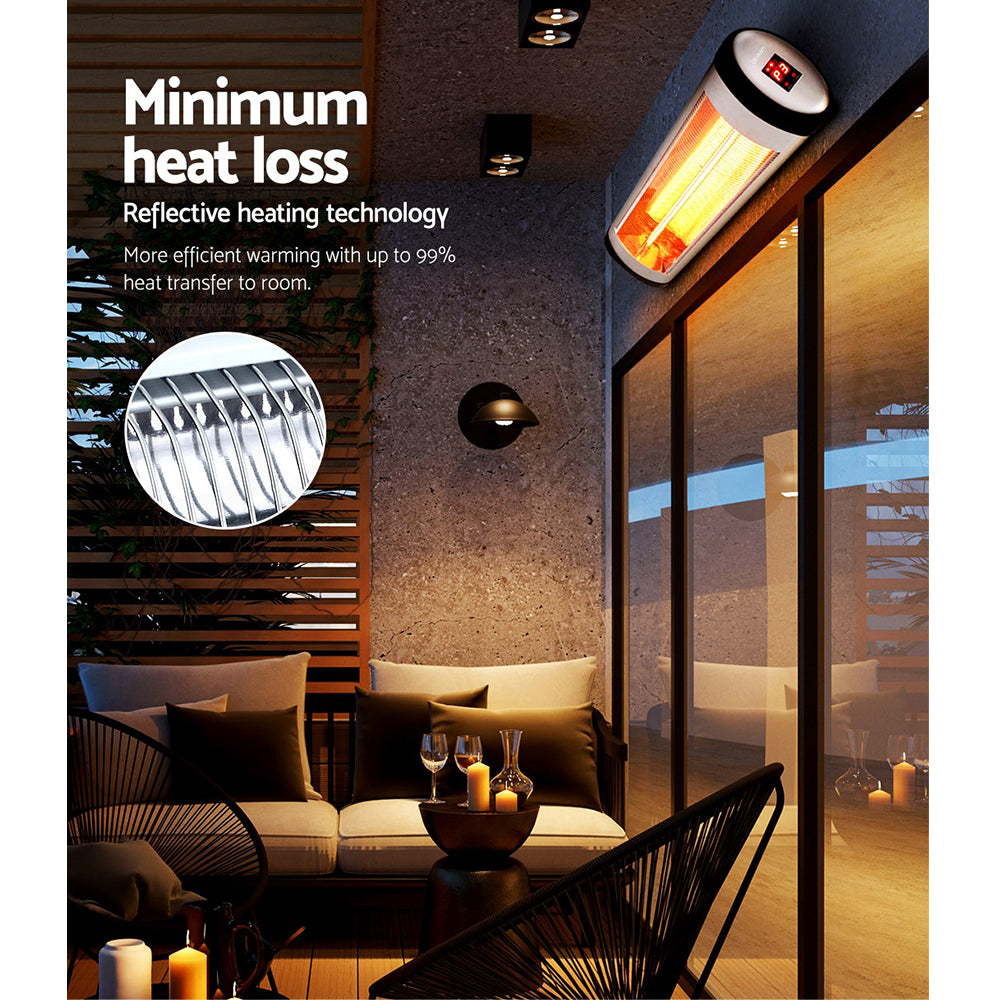 Devanti Electric Radiant Strip Heater Indoor Outdoor Patio Remote Control 1500W