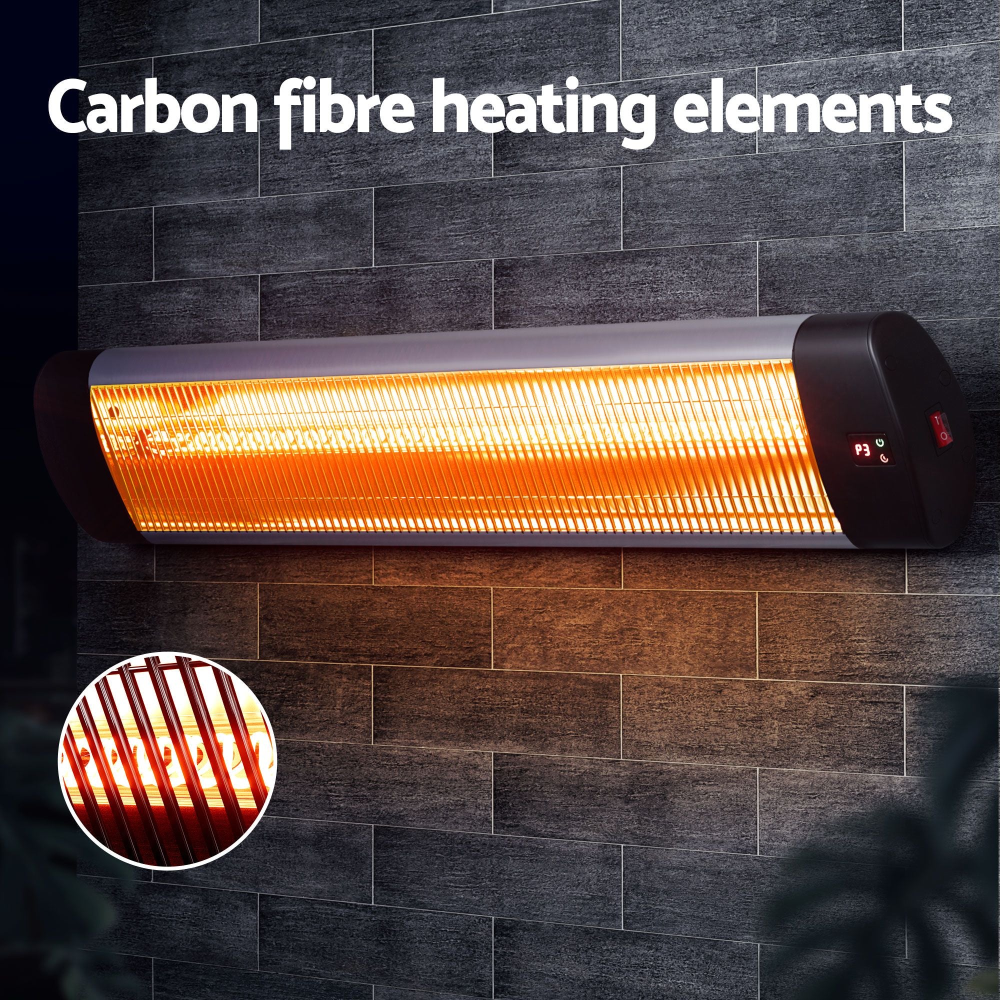 Devanti 2PCS Electric Radiant Strip Heater Outdoor Indoor Patio Infrared Heaters
