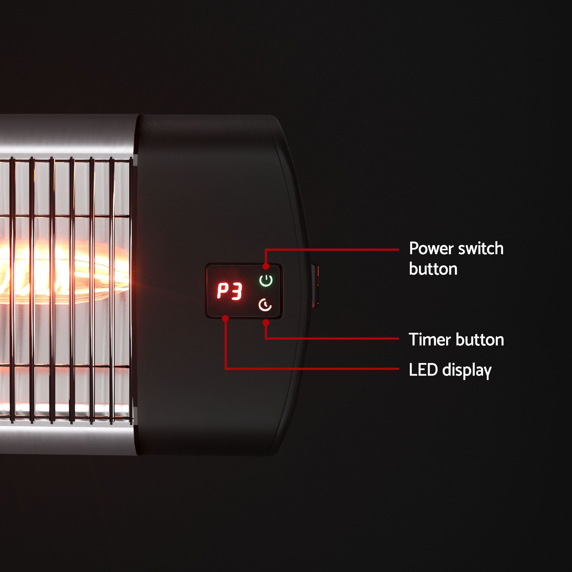 Devanti 2PCS Electric Radiant Strip Heater Outdoor Indoor Patio Infrared Heaters