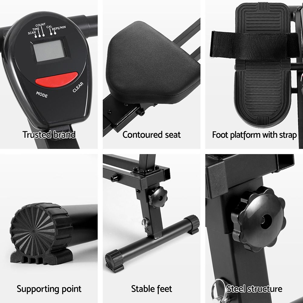 Everfit Hydraulic Rowing Machine Rower 12 Levels Resistance Exercise Fitness Gym