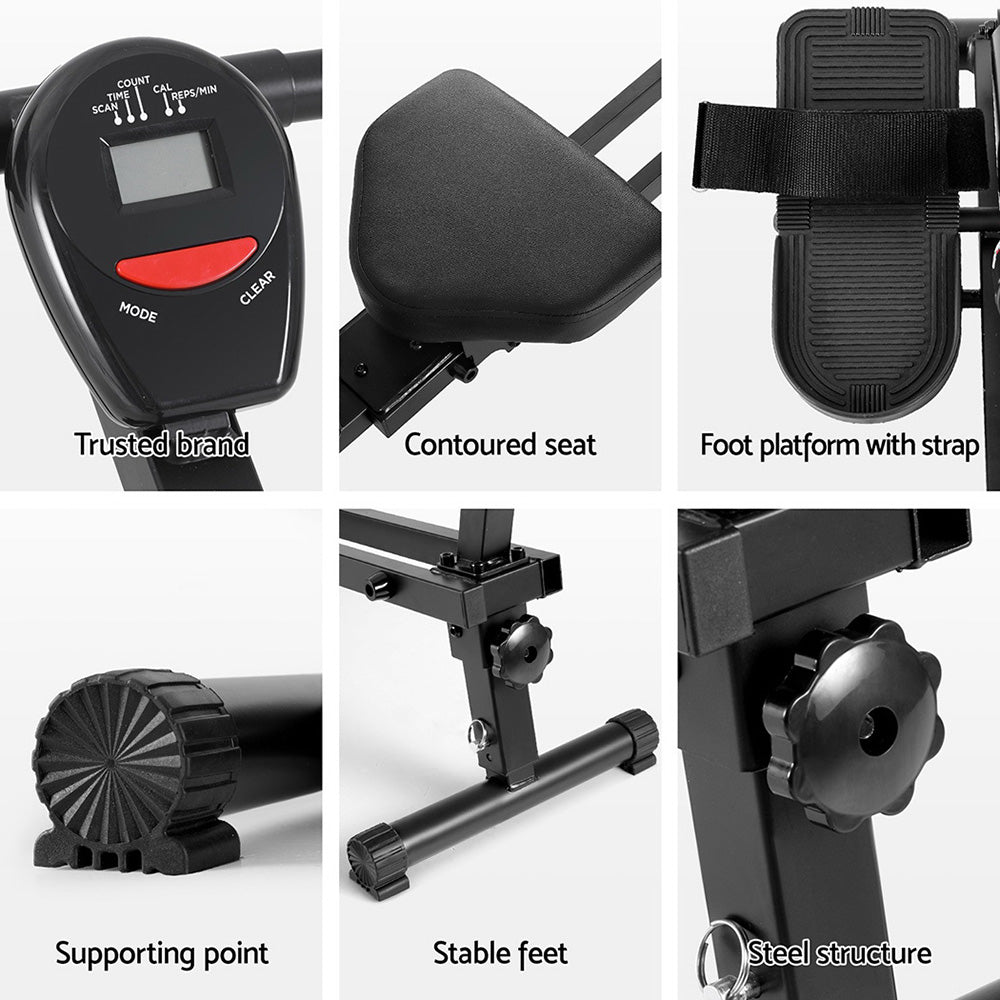 Everfit Hydraulic Rowing Machine Rower 12 Levels Resistance Exercise Fitness Gym