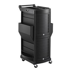 Embellir Salon Trolley 2 Lockable Doors 6 Tier Trays Mobile Hair Cart Black