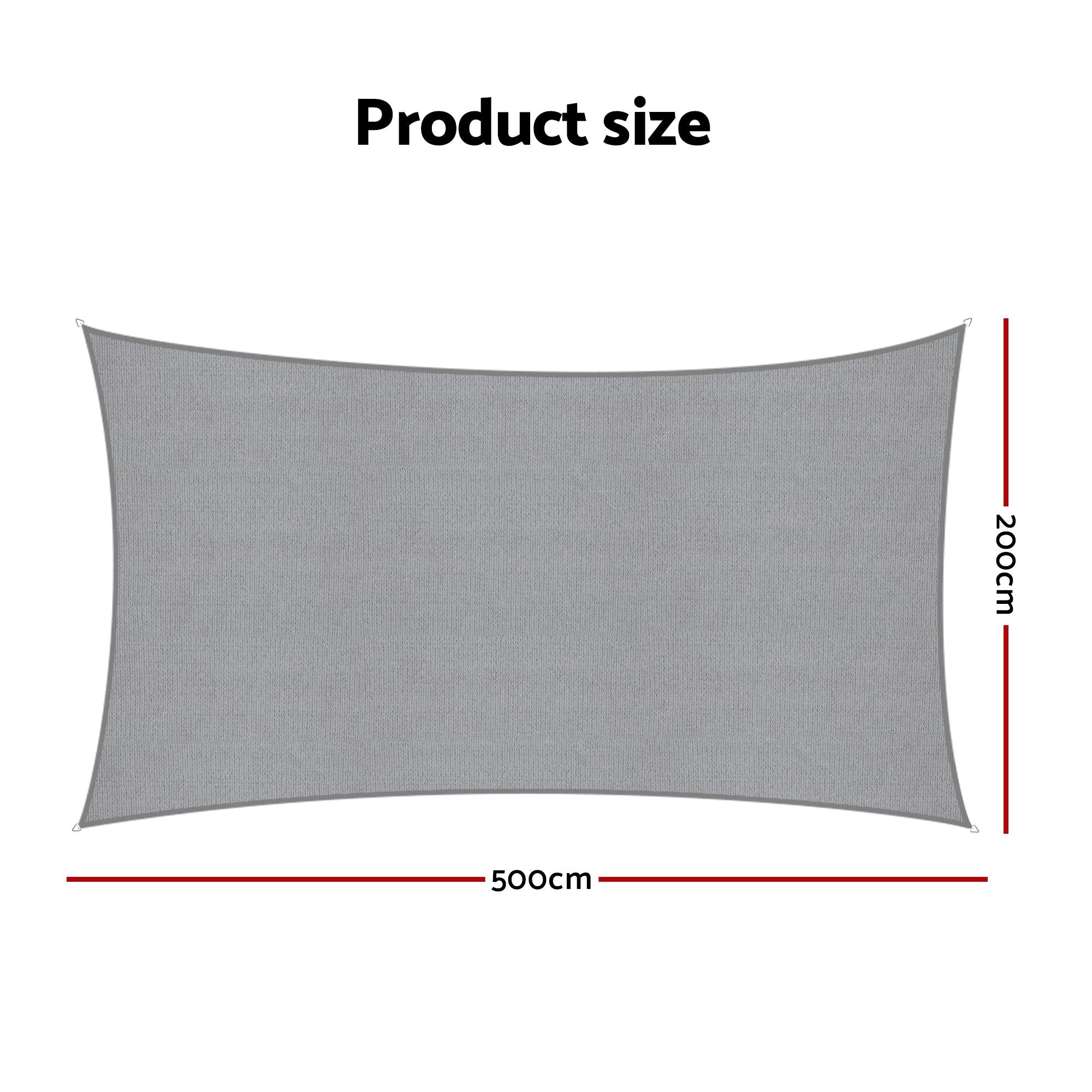 Instahut Sun Shade Sail Cloth 98% UV Block Outdoor Canopy Rectangle 2X5M Grey