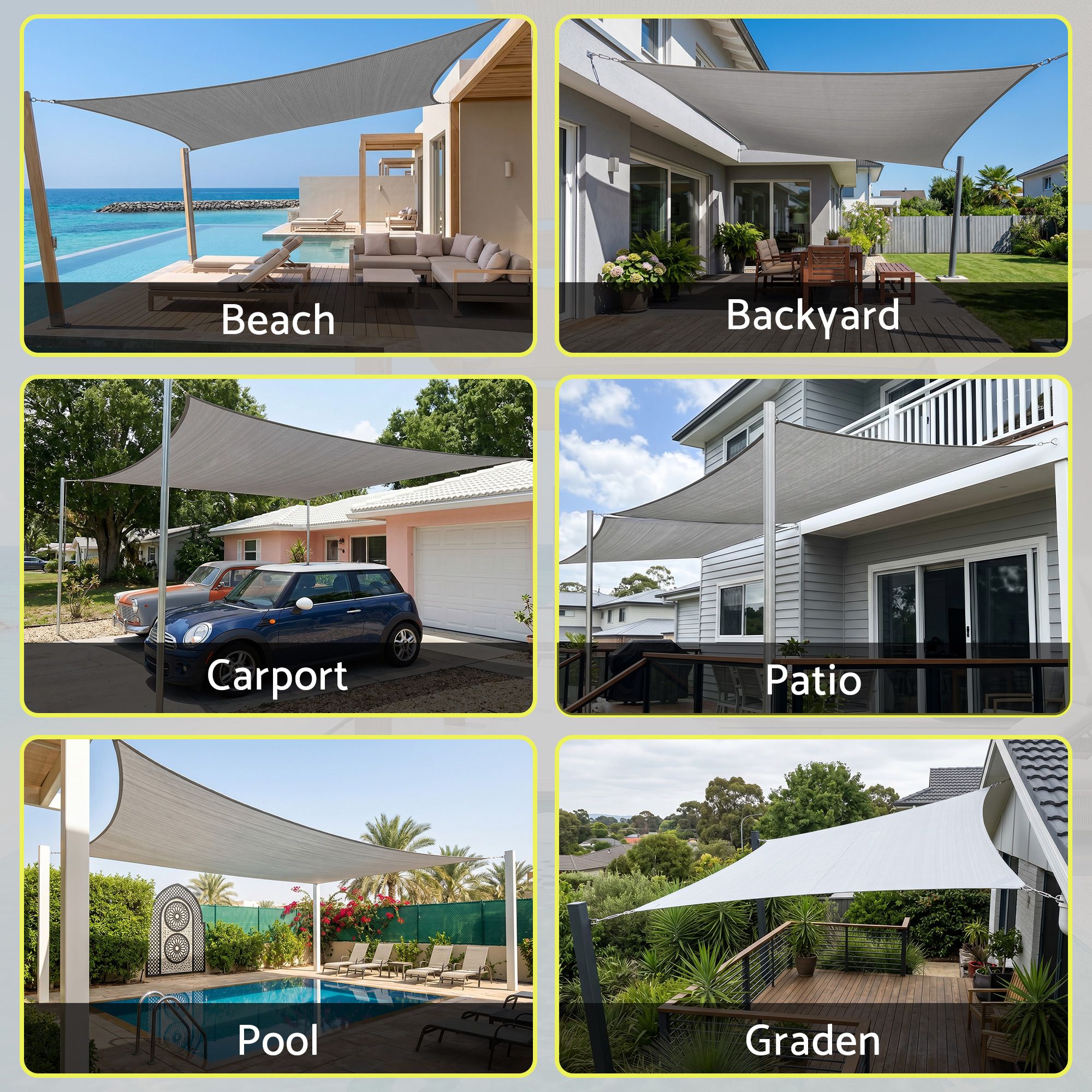 Instahut Sun Shade Sail Cloth 98% UV Block Outdoor Canopy Rectangle 2X5M Grey