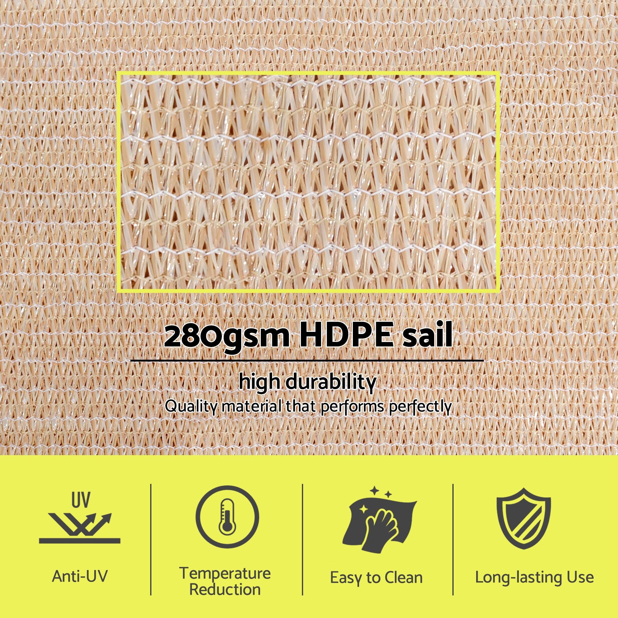 Instahut Sun Shade Sail Cloth 98% UV Block Outdoor Canopy Rectangle 5X9M Beige