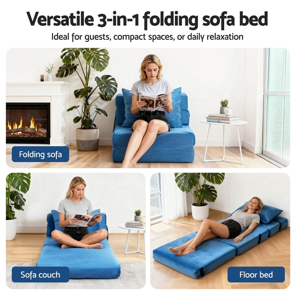 Artiss Convertible Folding Sofa Bed Armless Lounger Foam Floor Sofas Futons