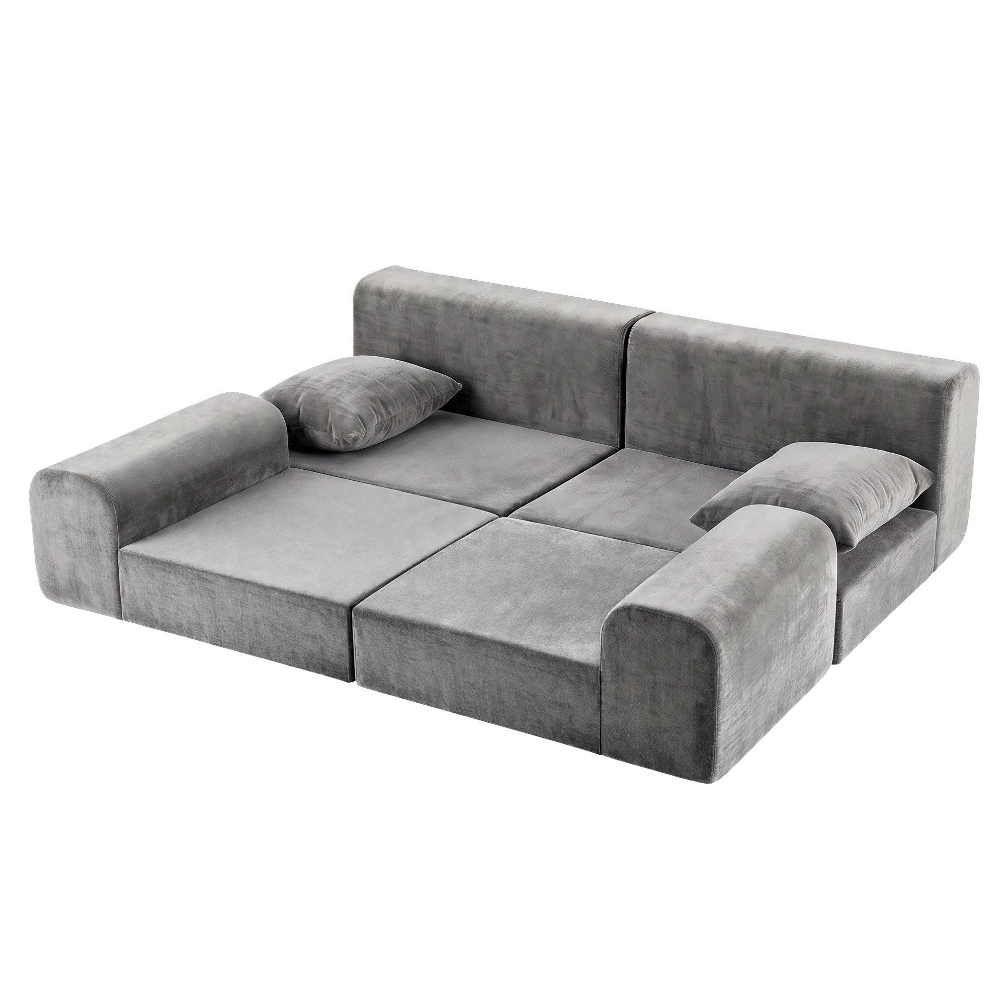 Artiss 5-in-1 Convertible Sofa Bed Floor Mattress Modular Boneless Curved Couch