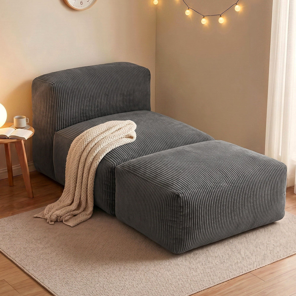 Artiss Foldable Bean Bag Sofa Bed Cloud Couch Boneless Floor Lounger Chair Grey