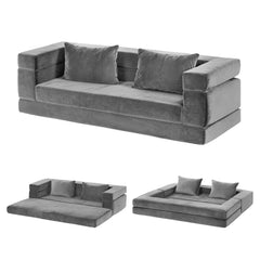 Artiss Convertible Folding Sofa Bed Pull Out Mattress Foldable Lounge Couch Grey