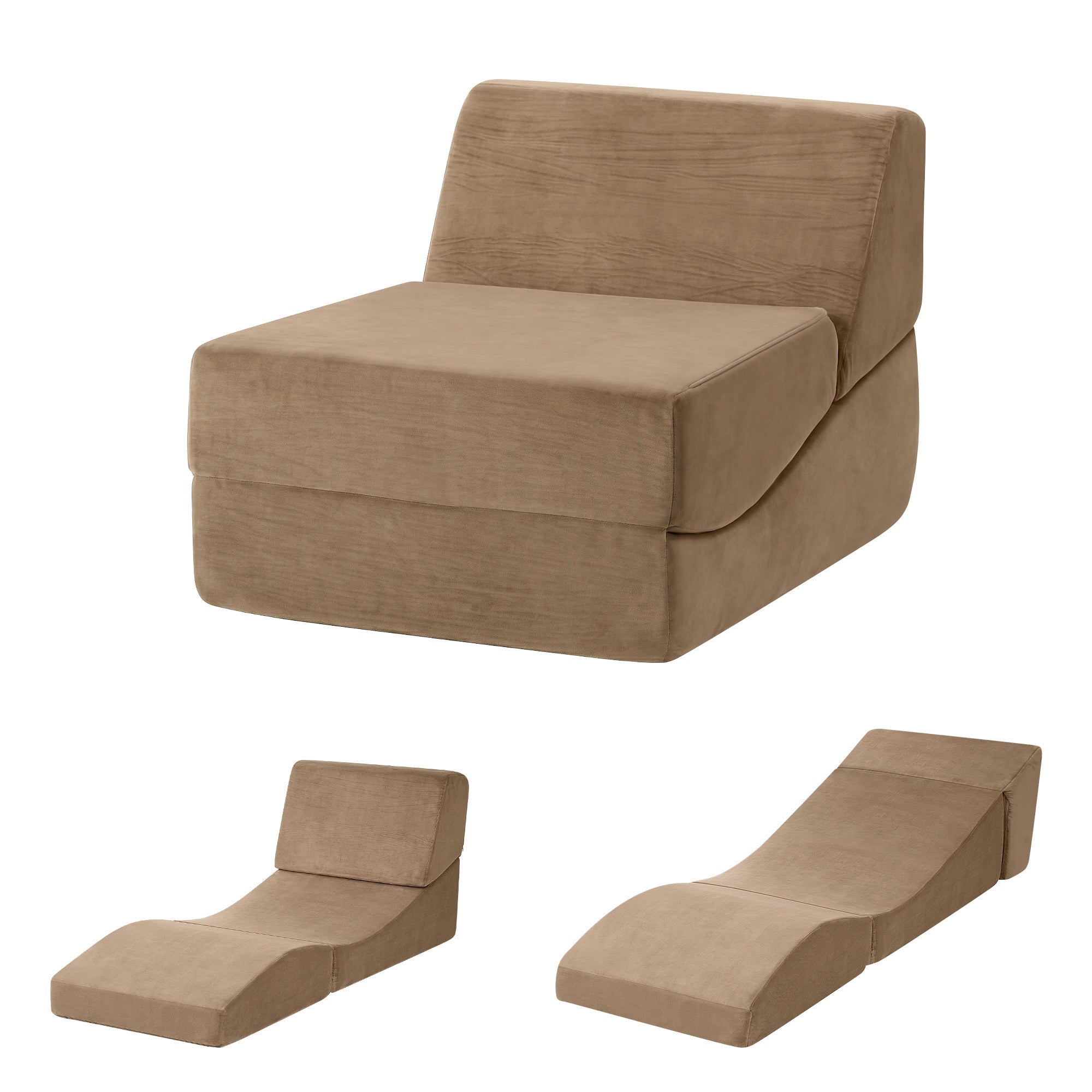 Artiss Folding Sofa Bed Convertible Armless Foam Floor Futon Lounger Couch Brown