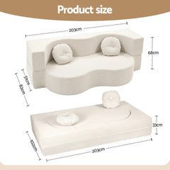 Artiss Folding Sofa Bed Floor Couch 2-in-1 Convertible Futon Loveseat Beige