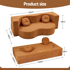 Artiss Folding Sofa Bed Floor Couch 2-in-1 Convertible Futon Loveseat Orange