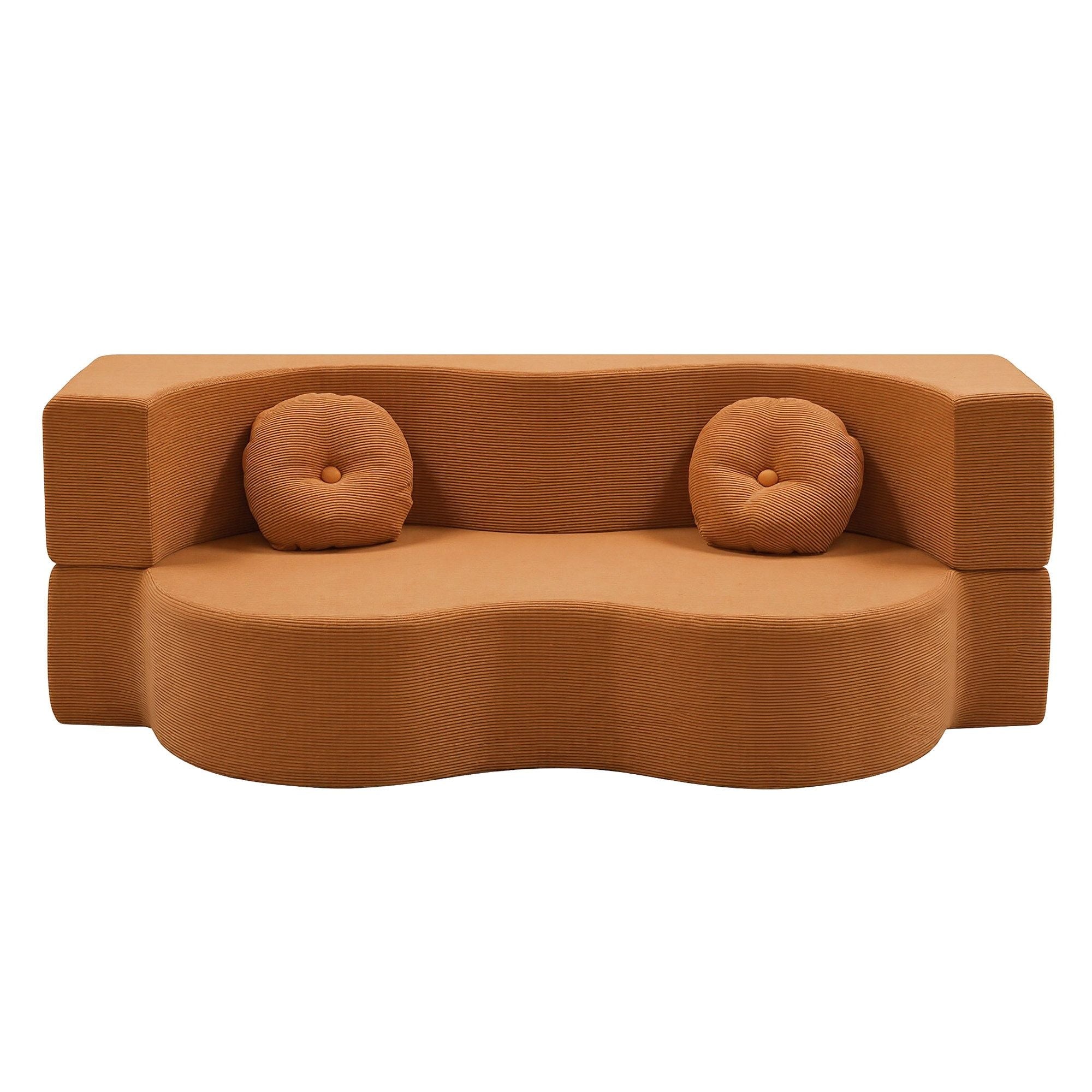 Artiss Folding Sofa Bed Floor Couch 2-in-1 Convertible Futon Loveseat Orange