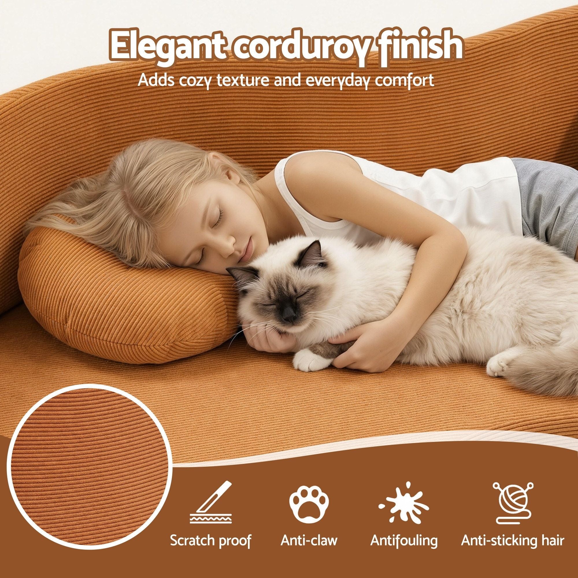 Artiss Folding Sofa Bed Floor Couch 2-in-1 Convertible Futon Loveseat Orange