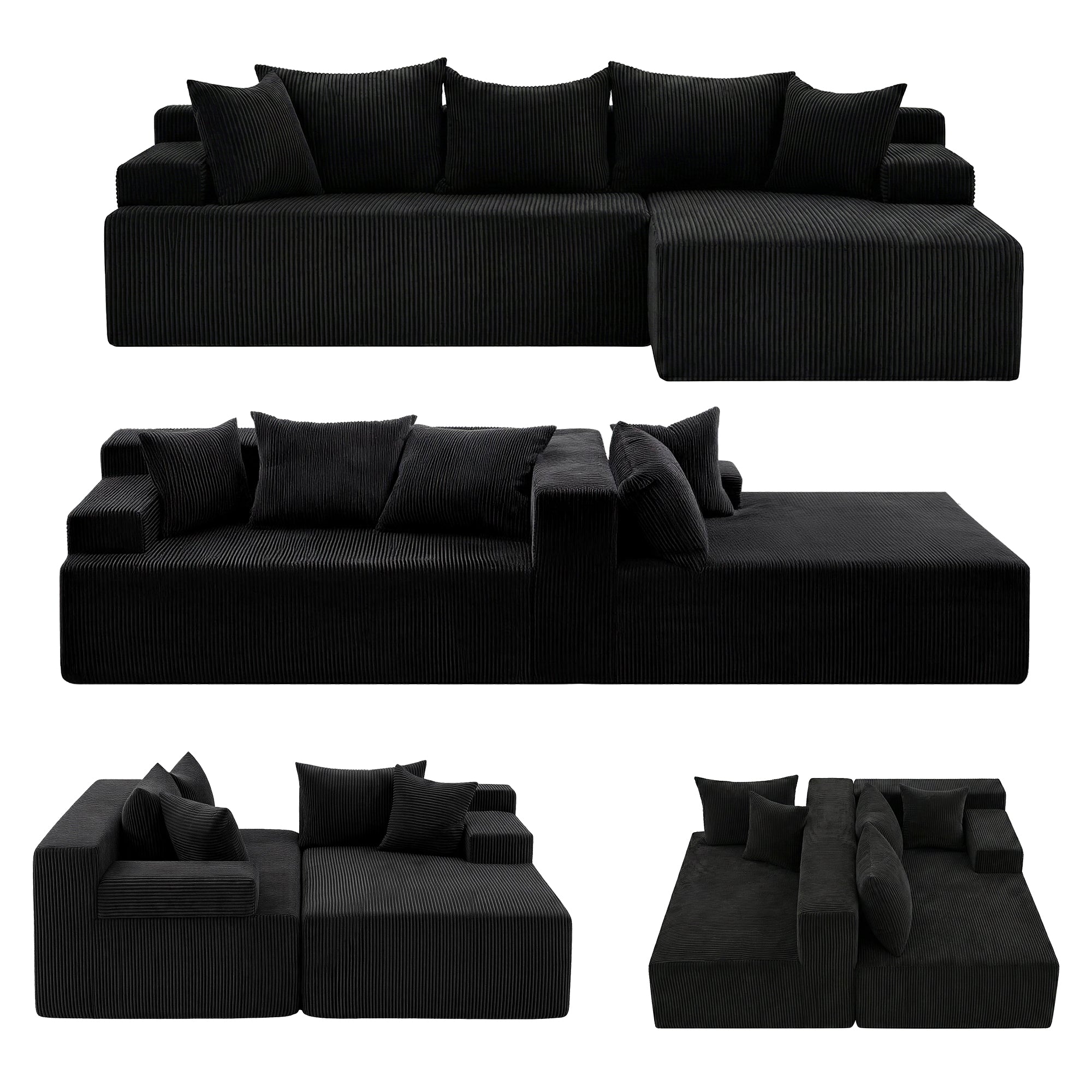 Artiss Modular Sectional Sofa Bed Convertible L-Shaped Couch with Deep Seat for Living Room