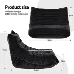 Artiss Lazy Sofa 2 Seaters Accent Caterpillar Chair Floor Couch Armless Lounge