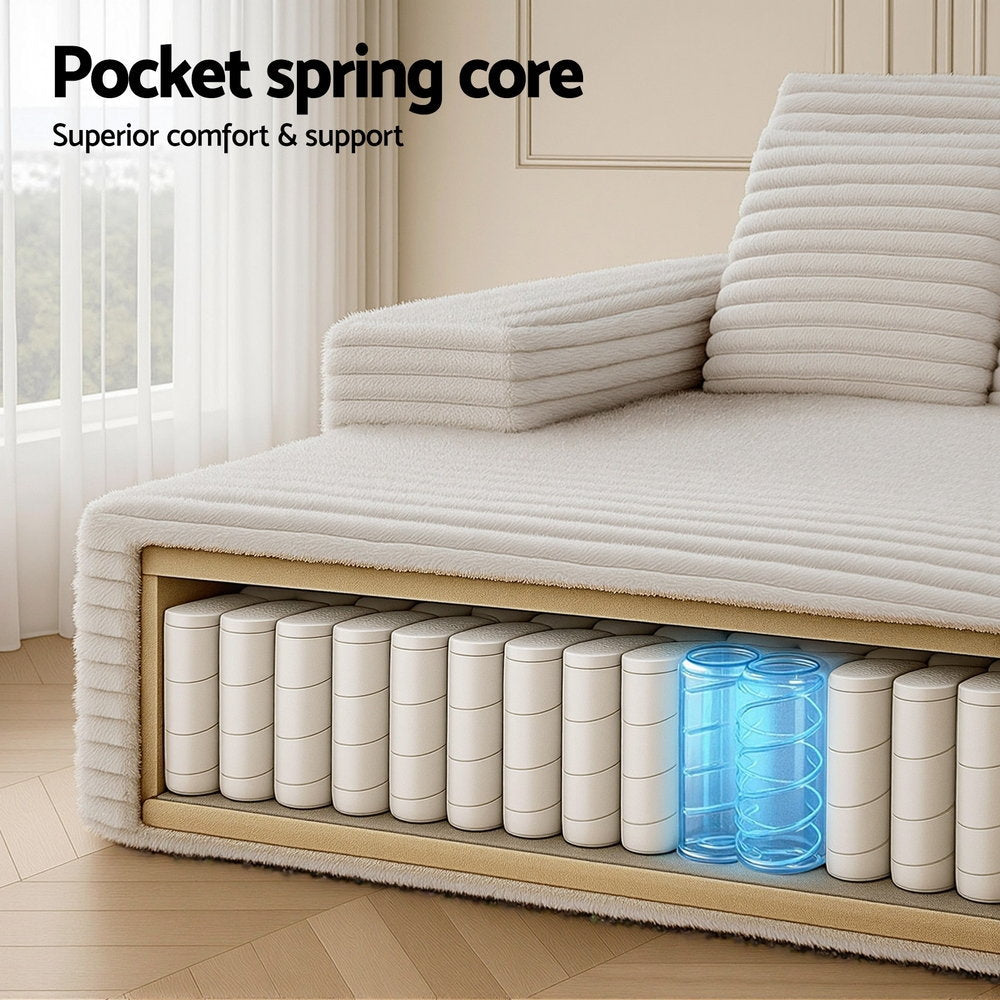 Artiss Sofa Bed Lounge Chair Recliner Couch Reading Chairs Sleeper Cloud Sofas Faux Fur Fabric