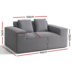 Artiss 2 Seater Sofa Loveseat Sofas Bed Couch No Assembly Corduroy Small Couches Apartement