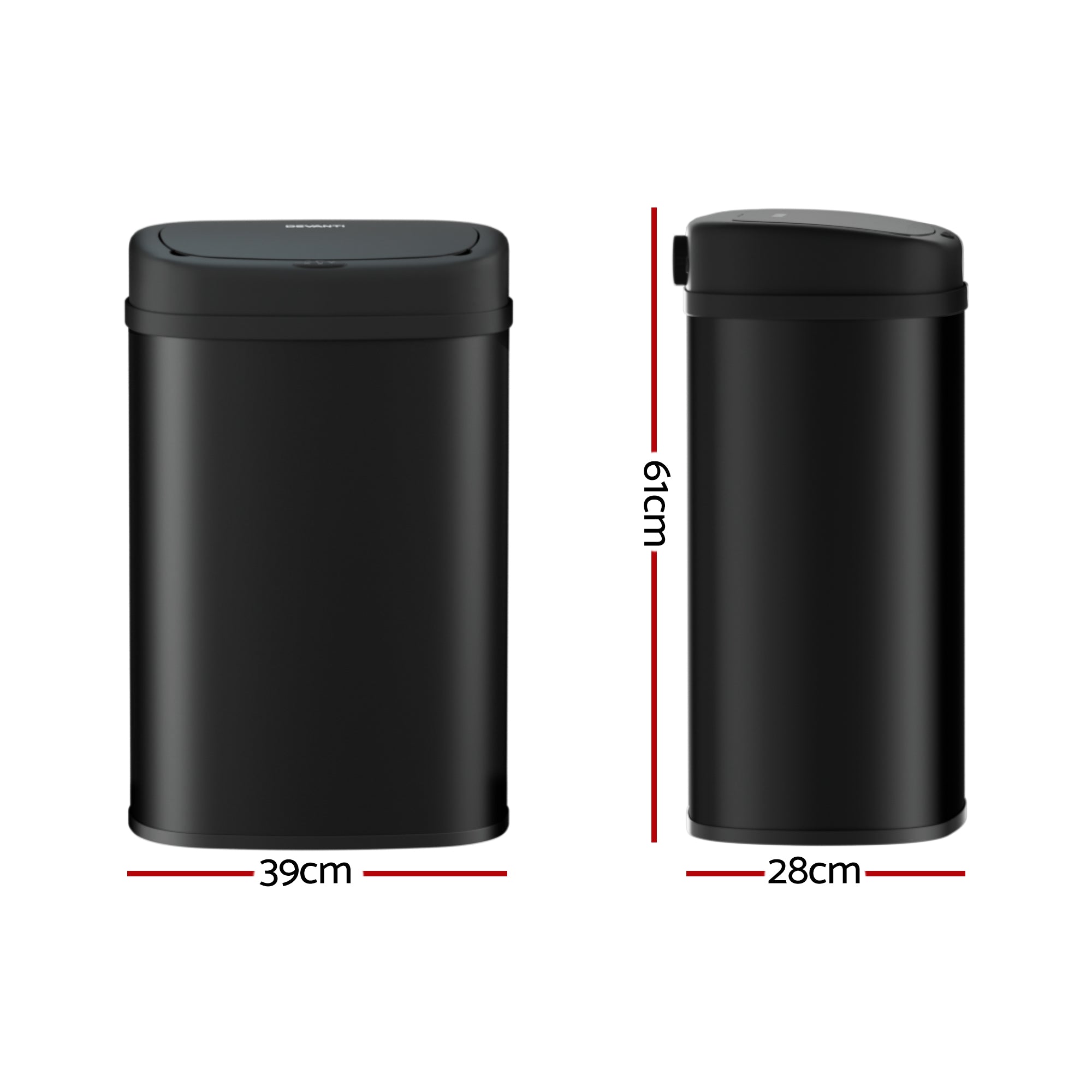 Devanti 50L Sensor Bin Motion Rubbish Automatic Black