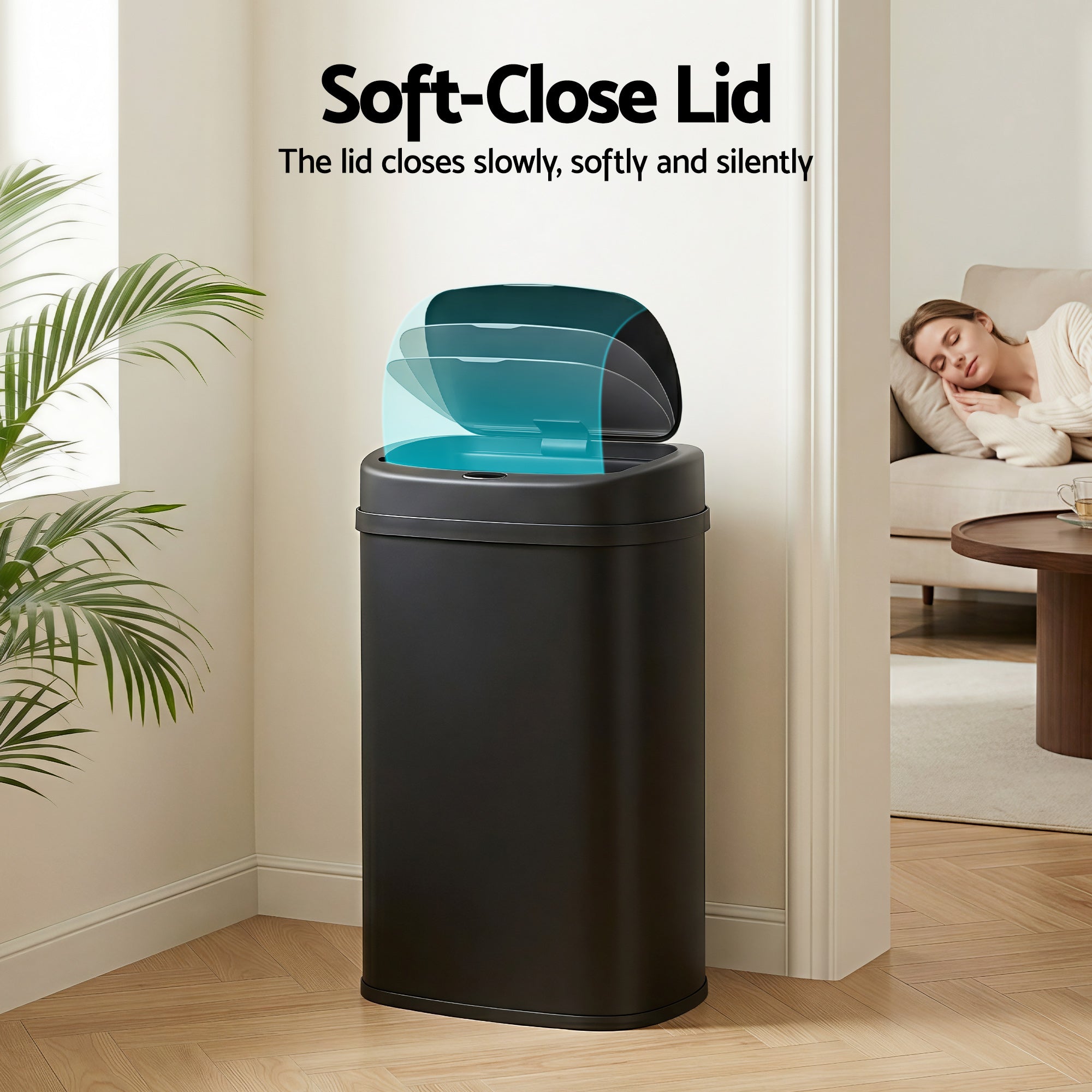 Devanti 50L Sensor Bin Motion Rubbish Automatic Black
