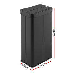 Devanti Rubbish Bin 70L Automatic Sensor Kitchen Bin, Slim Smart Garbage Can Touchless Rectangular with Liner Holder, Fully Closed Lid for Bedroom, Ba