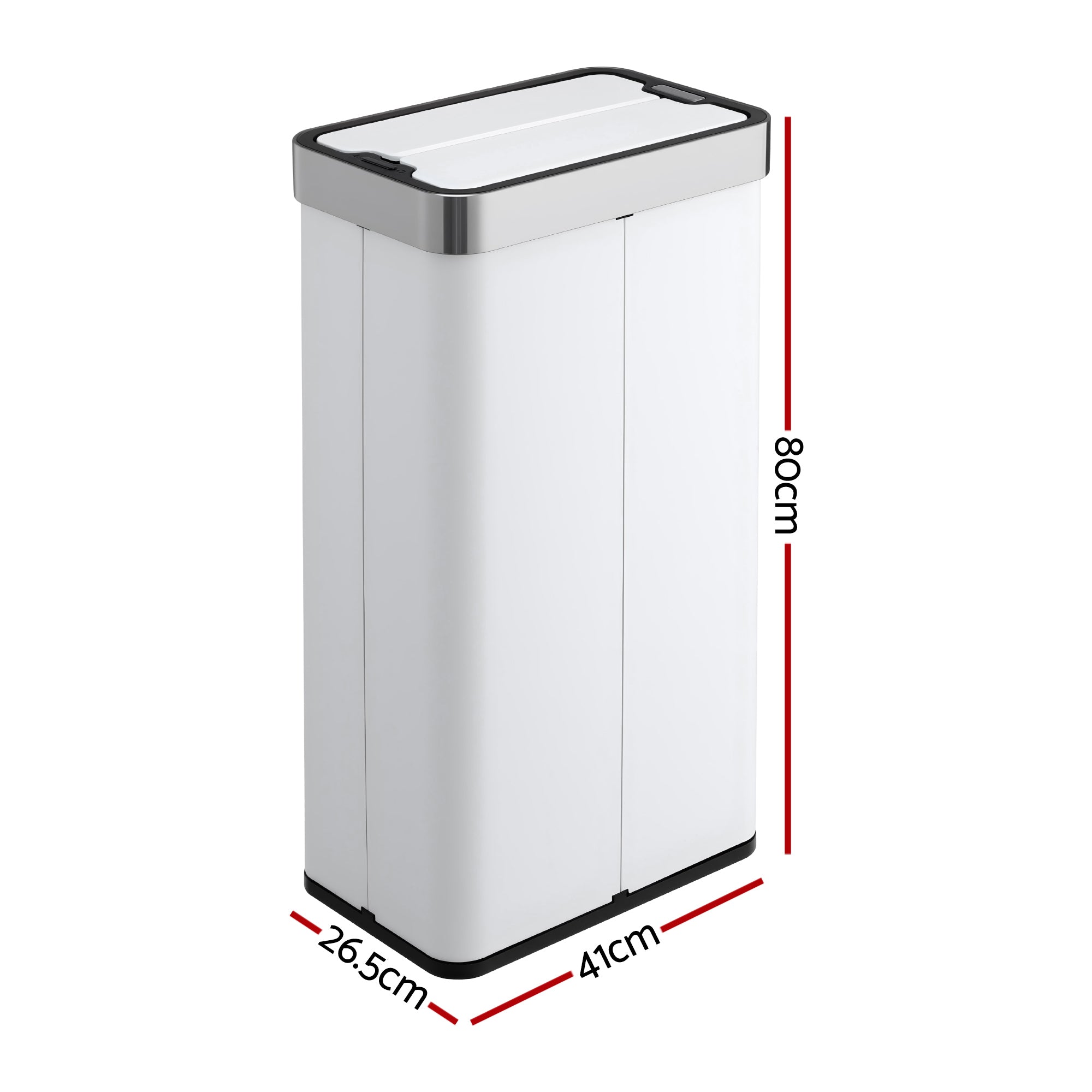 Devanti Rubbish Bin 70L Automatic Sensor Kitchen Bin, Slim Smart Garbage Can Touchless Rectangular with Liner Holder, Fully Closed Lid for Bedroom, Ba