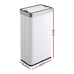 Devanti Rubbish Bin 70L Automatic Sensor Kitchen Bin, Slim Smart Garbage Can Touchless Rectangular with Liner Holder, Fully Closed Lid for Bedroom, Ba