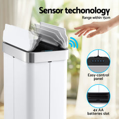Devanti Rubbish Bin 70L Automatic Sensor Kitchen Bin, Slim Smart Garbage Can Touchless Rectangular with Liner Holder, Fully Closed Lid for Bedroom, Ba